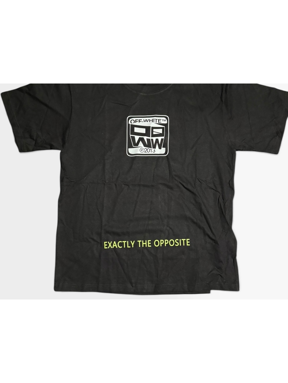 Off-White Black T-shirt with 'Exactly the Opposite'